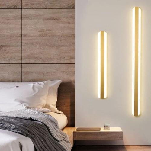 Creative Long Strip Wall Lamps Aisle Hotel Restaurant Step Wall Lamps Black Golden Aluminum Bedroom Bedside Wall Light