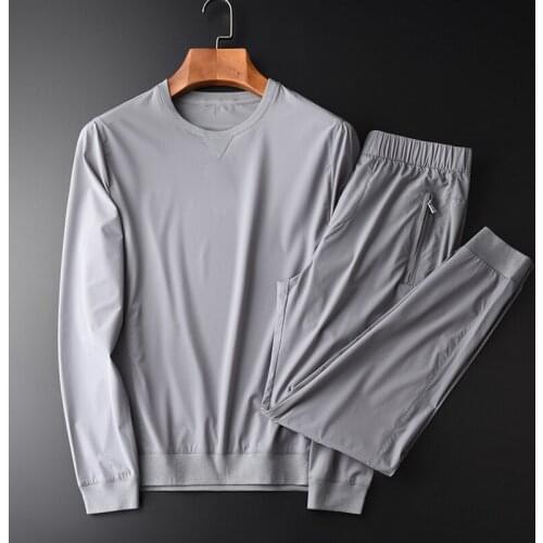 21C Male Jacket Hight Quality Round Collar Grey And Navy Jacket Men With Pants Fashion 21C Solid Color Slim Fit Man Jackets 4XL