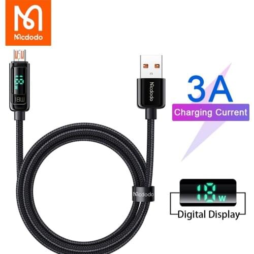 Mcdodo 18W USB Micro 3A Fast Charging Cable For HUAWEI VIVO OPPO QC4.0 VOOC AFC FCP Android Devices Digital Display Data Cable