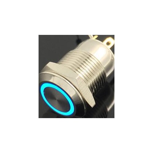 12v Metal push button switch with light openings 12mm flat head self-reset button waterproof LED light ring