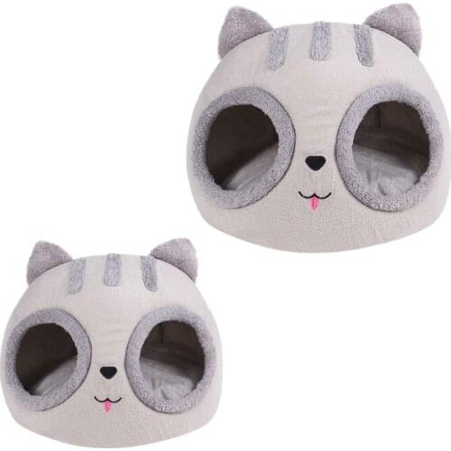 Cute Pet Bed Cat Head Shaped Puppy Small Medium Dog Cat Sleeping House Washable