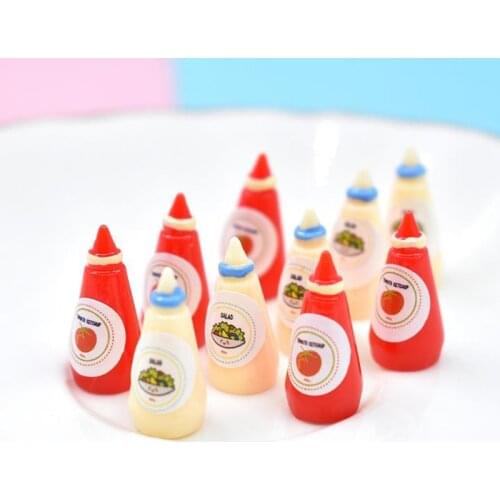 10Pcs 1:12 Dollhouse Miniature Ketchup Salad Dolls House Food Accessories Toys