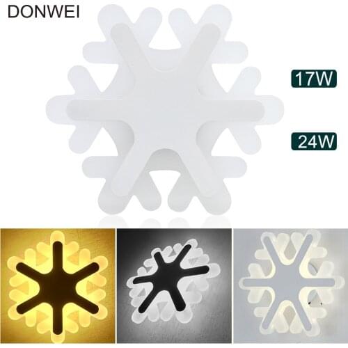 Modern Style Snowflake Shape Wall Lamp 17W 24W Acrylic Wall Light for Indoor Bedroom Living Room Corridor Decorative Lights