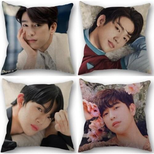 Nice GOT7 JinYoung Pillowcase Cotton Linen Fabric Square Zipper Pillowcase New 45X45cm Wedding Decorative Pillow cover 0519