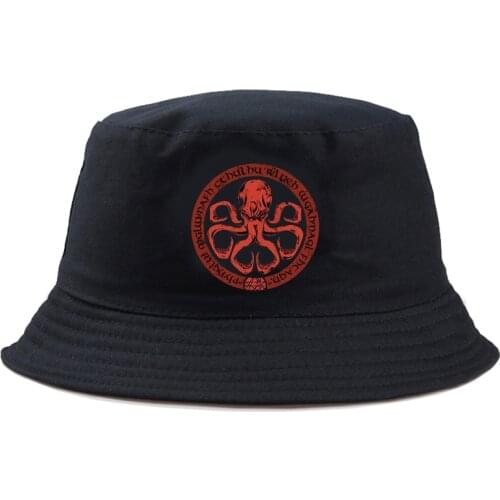 Cthulhu Printing Bucket Hat Spring Summer Outdoor Sun Hat for Men and Women Hemp Leaf hat