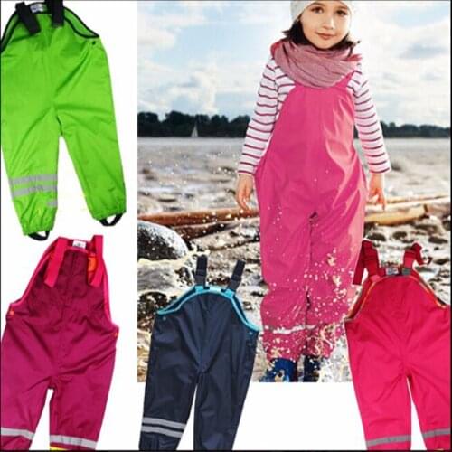 1-7Y Boys Girls Suspenders Beach Pants Children Rain Pants Waterproof Ski Pants Windproof Pants Baby Boys Girls Overalls Fashion