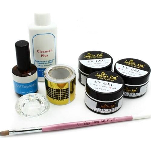 Professional makeup set clear white pink uv gel cleanser plus nail brush nail form crystal cup Nail art tools for women