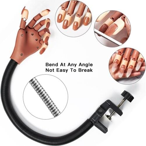 Nail Art Hands Professional Practice Hand +100Pcs Nail Tips Adjustable Plastic Practice Model DIY Manicure Tool Flexible & Soft