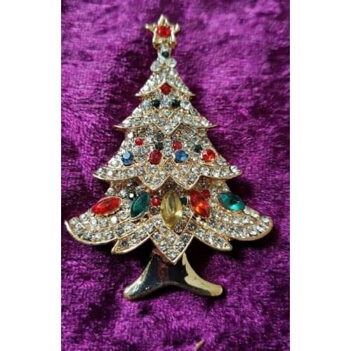 Crystal Christmas Tree Brooches Gift for the New Year Full Colorfull Rhinestones Scarf Clip Christmas Brooch Pins Best Gift