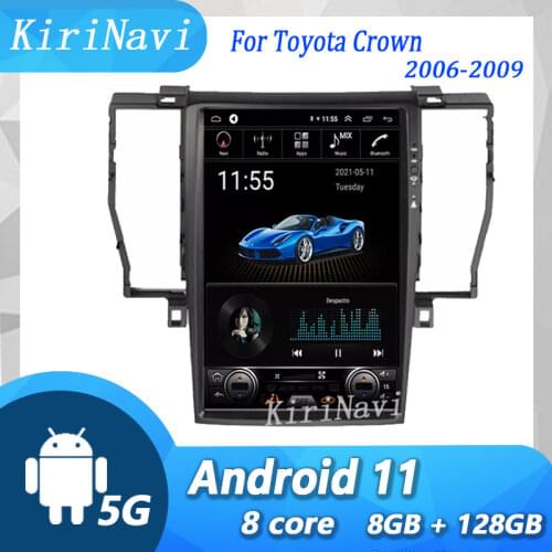 KiriNavi Vertical Screen Tesla Style 12.8'' Android 9.0 Car Radio Automotivo For Toyota Crown Car Multimedia Player 4G 2006-2009