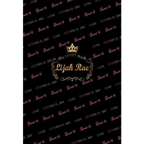VinylBDS Black Happy Birthday 16st Crown Studio Backgrounds Backdrops Princess Custom Cotton Washable Photo Shoot Background