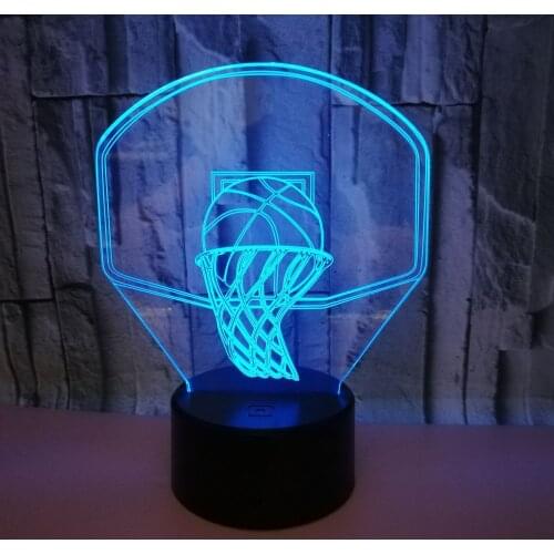 Brilliant Creative Gift 3d Desk Lamp Basketball Colorful Usb 3d Visual Table Lamp 7 color change Factory wholesale
