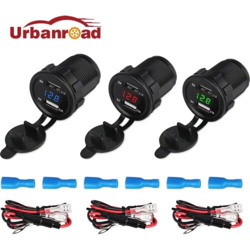 Fishberg Motorcycle Boat USB Charger Power Port Adapter Socket Dual USB Car Charger With Voltage Adapter 4.2a 12v For Phone