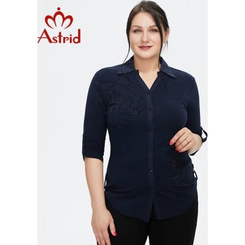 Astrid New Womens shirt Blouses 2021 Elegant Office Oversize Clothing fashion Plus size Cotton Diamond craft women tops female