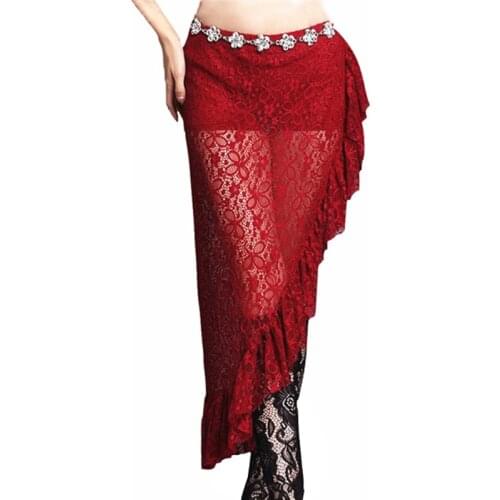 Floral Lace Women Belly Dance Accessories Triangle Wrap Belts Hip Scarf Belly Dance Skirt Lace-up