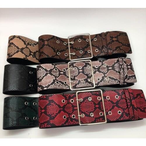 2020 New Four Seasons PU Leather Women Belt Wide Fashion Trend Corset Snake Decorative Versatile Irregular With Skirt Coat