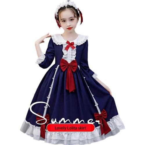 Arrival Gothic Lolita Dress Soft Sisiter Bow Bear Lace Red Blue Pink Dress Women Princess Dress Halloween Costume for Girls 15T