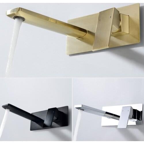 Golden Bathroom Faucet Wall Mounted Hot And Cold Mixer Embedded Sink Mixer Hidden Basin Tap Brushed Gold Concealed Faucet