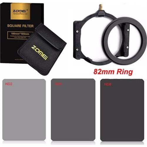 Zomei 82mm Adapter Ring+Multifunction Filter Holder+150*100mm Full Neutral Density ND2/4/8 Square Filter Kit for Cokin Z
