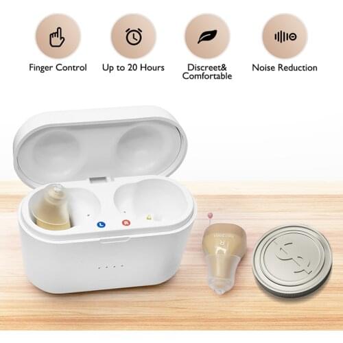 1 Pair Protable Mini Hearing Aids Wireless Invisible Sound Amplifier Rechargeable Headphone For Deaf Elderly Left&Right Ear Aid