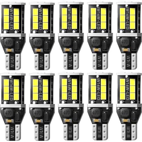 10PCS T15 W16W 912 921 Super Bright LED Car Tail Brake Bulbs Turn Signals Canbus Auto Bcakup Reverse Lamp Daytime Running Light
