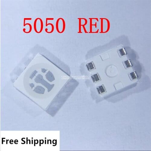 1000pcs X 5050 RED Led Lamp SMD Led Diode RED 620-625nm 2V 20mA smd 5050 super-bright-leds Free Shipping SMT Reel