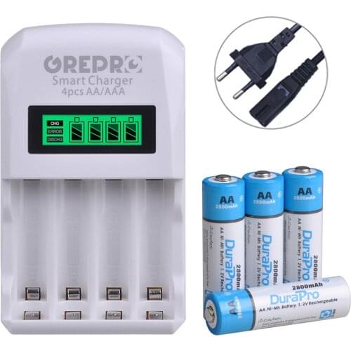 4 Pcs AA rechargeable battery 1.2V 1100mAh flashlight toys watch MP3 player replace battery+4-slot battery charger for AA & AAA