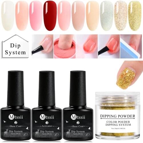 4Pcs/Set Dipping Powder Nail System Kit Nail Art Acrylic Dip Powder Liquid Gel Nail Color Natural Dry Without Lamp Nail Gel