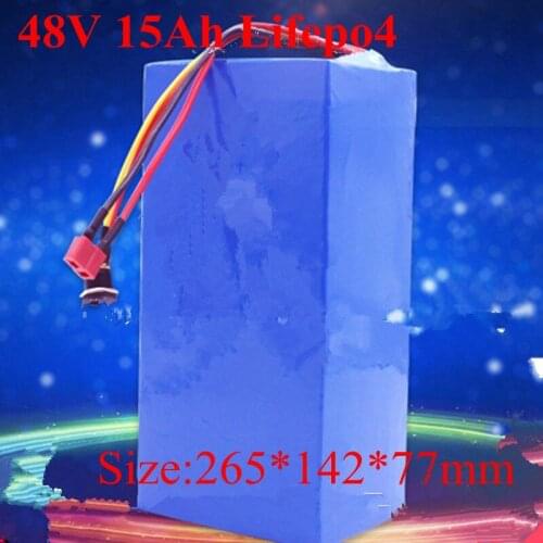 Power 48v 15ah Lifepo4 Lithium Battery Pack Electric Bike Kit with BMS for Electric Scooter Bike 1000w 1500w +58.4V 3A Charger