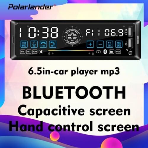 6.5'' 1 Din Gesture Touch control Car Radio FM AUX LED Display Bluetooth 4.0 DC12V 2USB Navigation Music AV119 Voice Assistant
