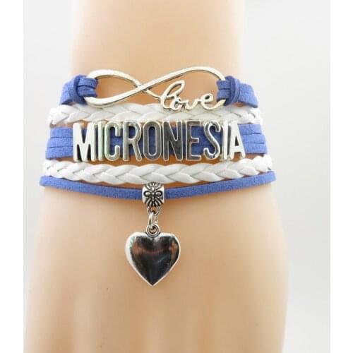 Infinity love micronesia football Bracelet heart Charm micronesia national flag bracelets & bangles for Woman and man jewelry