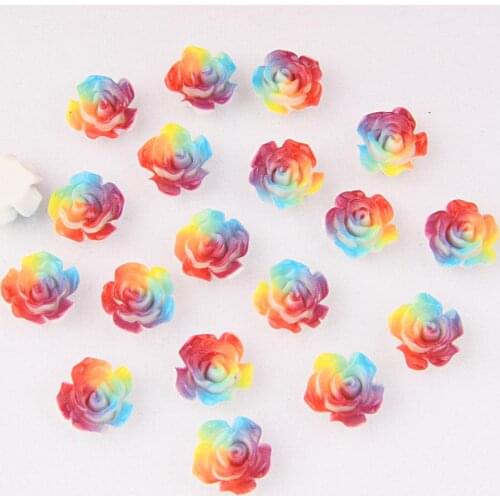 BOLIAO 15Pcs 12mm Rose Flower Shiny Resin Flat Back Rhinestone Glue on Bags/Clothes Home Accessories Decoration R373