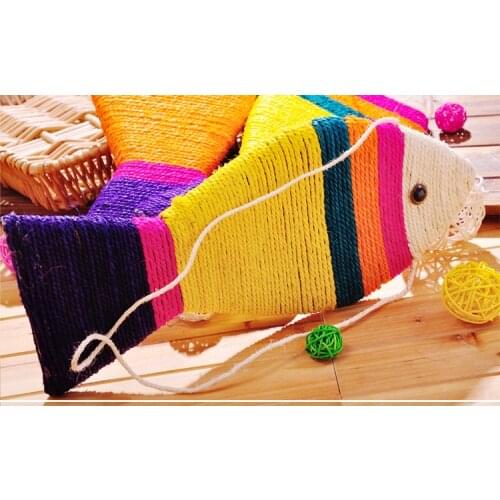 Big Size Lovely Cat Toys Sisal Fish Scratch Board Rainbow Colours