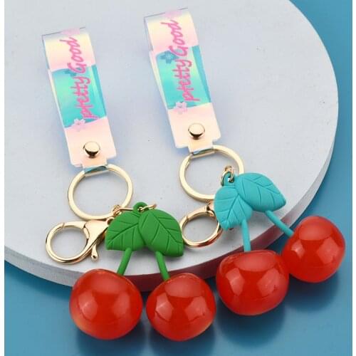 Strawberry Fruit Keychain Keyring for Women Girl Jewelry Simulated Fruit Cute Car Key Holder Keyring Best Friend
