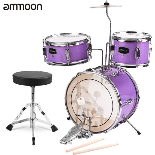 Ammoon 14 inch 3-Piece Kids Drum Set with Adjustable Throne Cymbal Pedal Drumsticks Musical Instrument for Children Beginners
