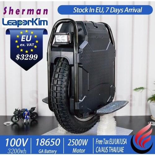 Leaperkim Veteran Sherman Electric Unicycle New Batch 2500W Off-Road Beast 20inch Powerful Monowheel New Batch with Black Button