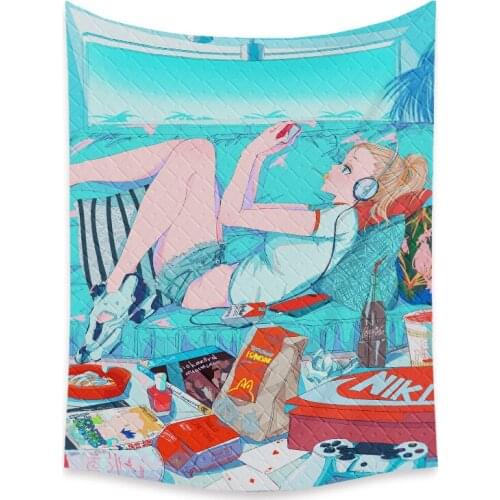 Background cloth Wall tapestry Anime girl wall blanket Headscarf on the wall carpet