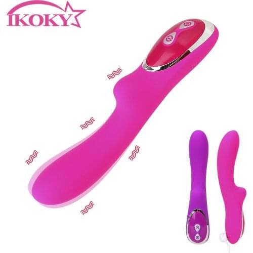 IKOKY Magnetic Charging AV Vibrators Clitoris Stimulator Waterproof Vibrator Wand Massager G-Spot 10 Frequency Vibrating Dildo