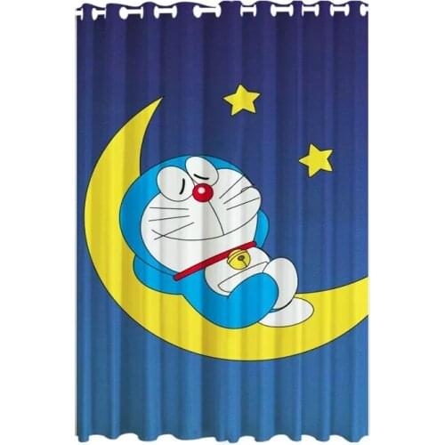 Kawaii Cartoon Doraemon 3D Printing Blackout Curtain for Kids Baby Bedroom Living Room Home Decoration