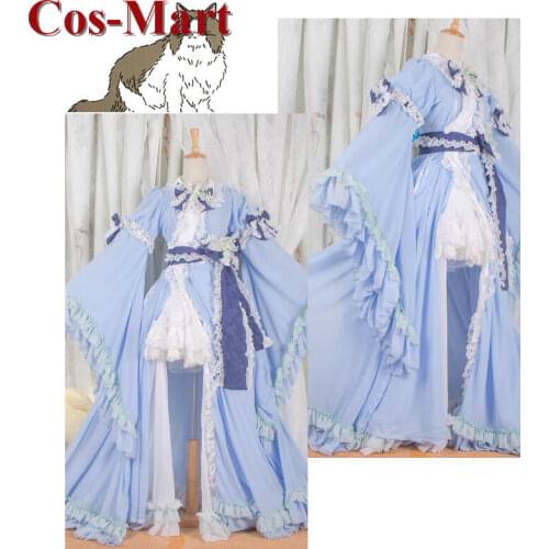 Game Touhou Project Saigyouji Yuyuko Cosplay Costumes Blue Formal Suit Formal Dress Role Play Prop Clothing Custom-Make Any Size