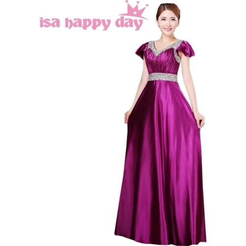 Red and gold bridesmaid blue adult brides maid party dresses women formal party dress royal blue satin ruffles wedding B2914