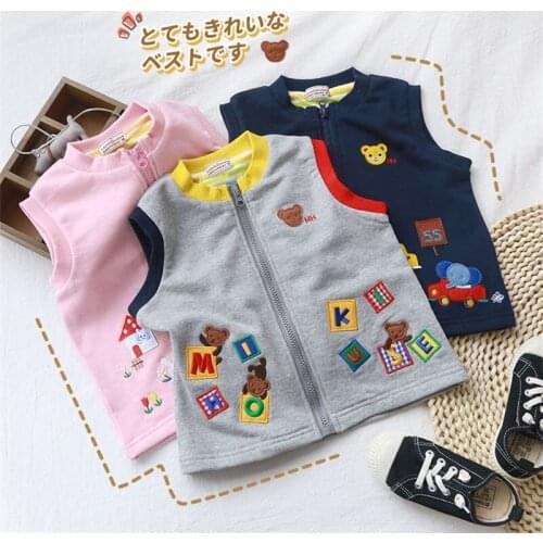 Boys Jacket Cartoon Cars Zip Up Sleeveless Jackets for Kids Outerwear Children Clothes