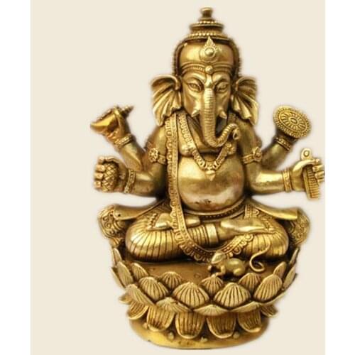 Copper Satue Tibetan Buddhism, Tantra, Ganesha, Geneisha, elephant headed God, Statue, buddha figure, figurine, God of victory