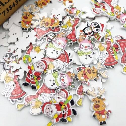 50pcs Lovely Christmas snowman/deer/Santa Claus Theme Sewing Buttons For Kids Gift Craft Decoration WB560