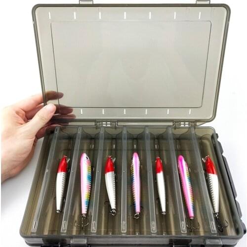 27*17*5CM Multifuctional 2 Layer Fishing Tackle Box for Baits Double Side Plastic Lure Box Storage Case Fishing Accessory J403