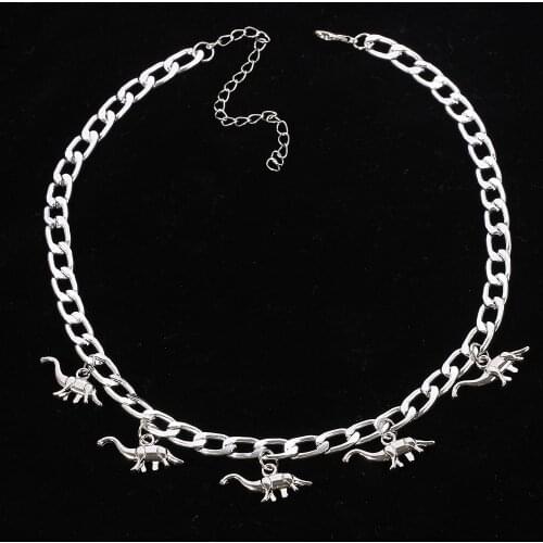 Fashion Dinosaur Shape Pendant Necklace For Women Egirl Choker Dinosaur Charms Harajuku Goth Kpop Hip Hop Jewelry Party Gifts