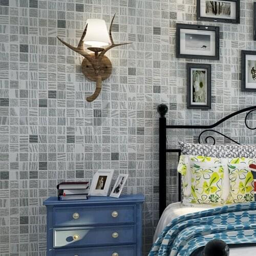 Beibehang papel de parede Modern minimalist mosaic flocking blue Mediterranean style living room bedroom background wallpaper