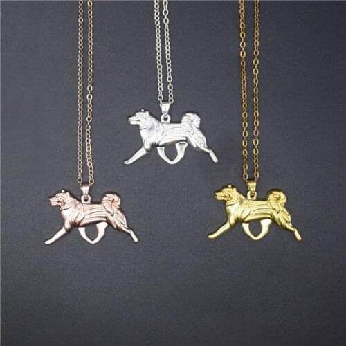 4 Colors New Akita Charm Necklace Trendy Metal Dog Jewellery Japanese Akita Pendant Necklace Women
