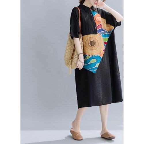 Korea Style Patchwork Print Thin Soft Loose Sweet Girls Blouse Dress 2021 New Arrival Fashion Women Casual Summer Dress