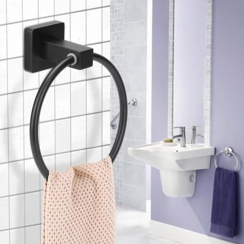 Simple Durable Towel Rack Wall Mounted towel Ring Holder Bathroom Round Towels Hanger Bathroom Hardware Accessories